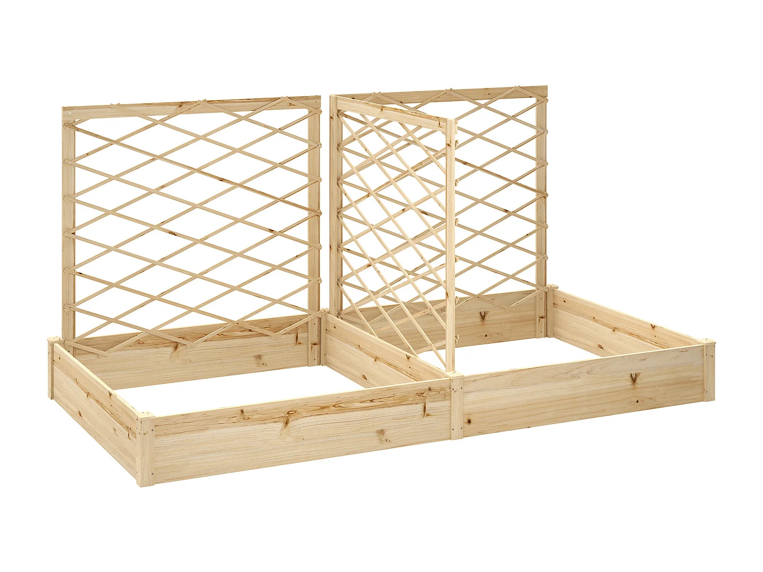 Grande jardinière avec 3 treillis modulables dim. 222 x 114 x H.109cm bois sapin pré-huilé