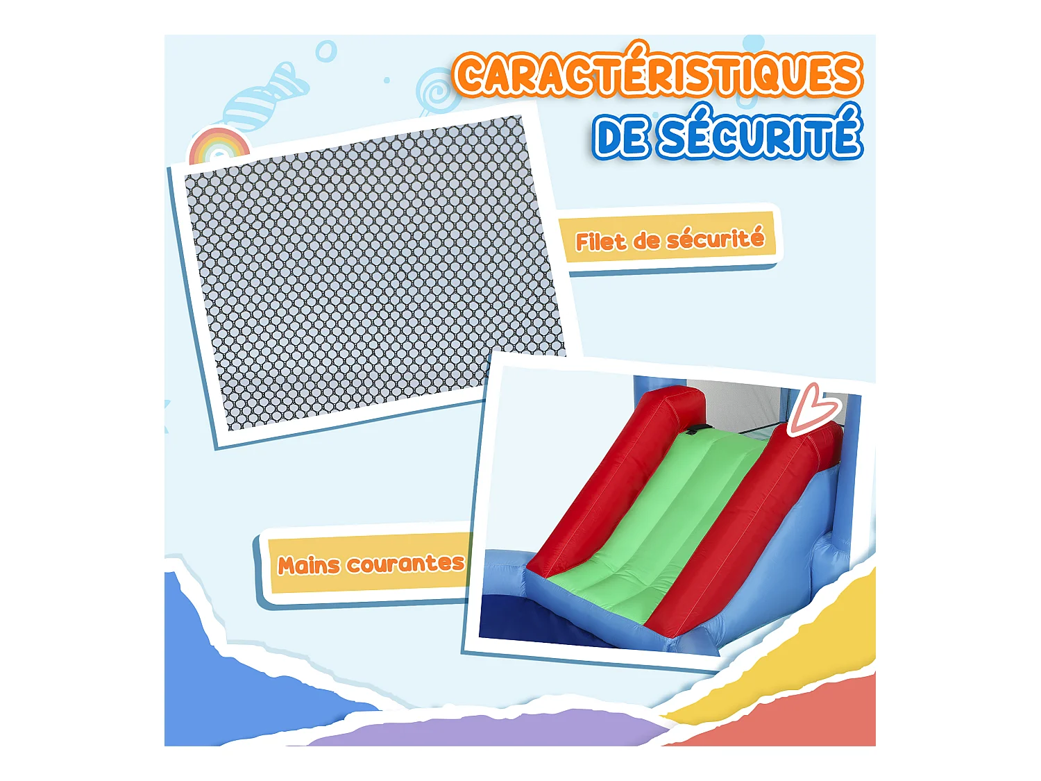 Château gonflable enfant 4 en 1 - toboggan, trampoline, panier basket-ball, piscine - nombreux accesoires