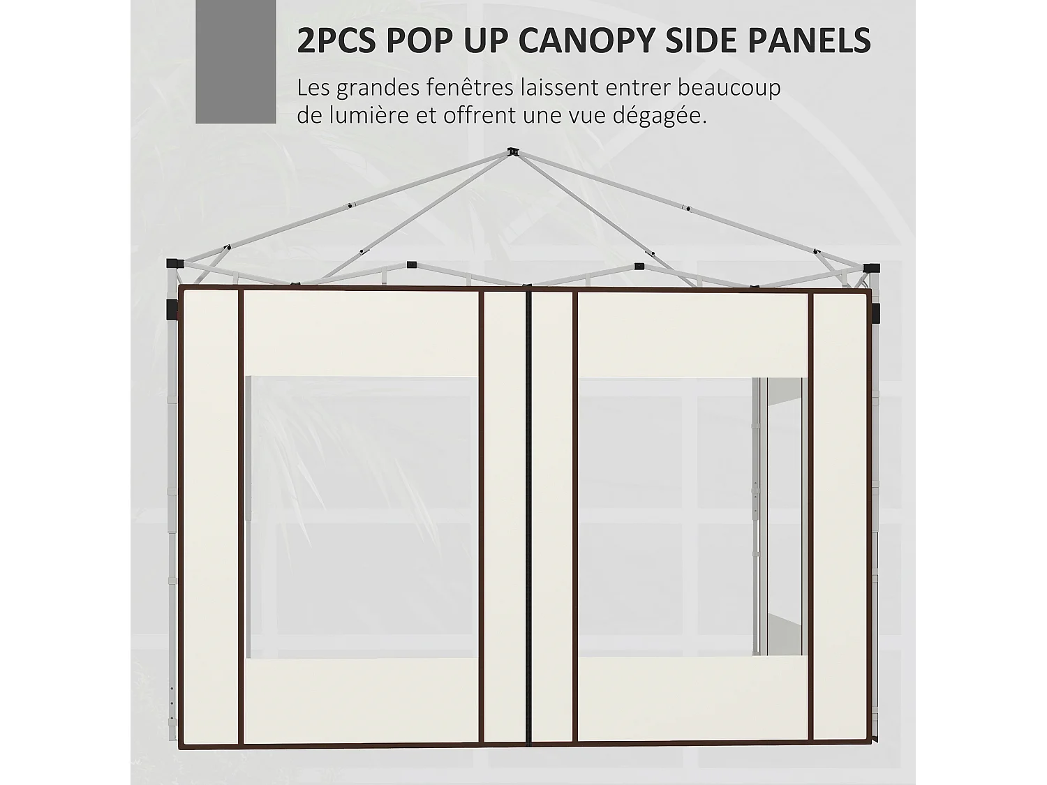 Lot de 2 panneaux latéraux barnum tonnelle 6x3 m ou 3x3 m fenêtres oxford blanc