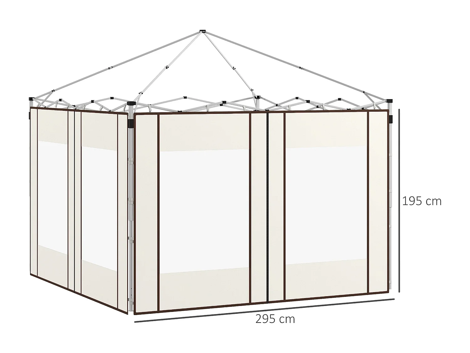 Lot de 2 panneaux latéraux barnum tonnelle 6x3 m ou 3x3 m fenêtres oxford blanc