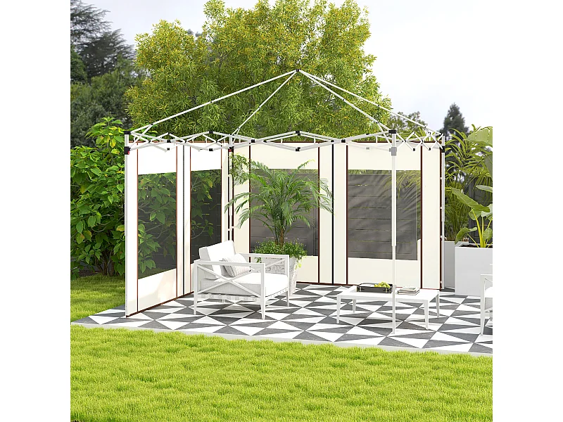 Lot de 2 panneaux latéraux barnum tonnelle 6x3 m ou 3x3 m fenêtres oxford blanc