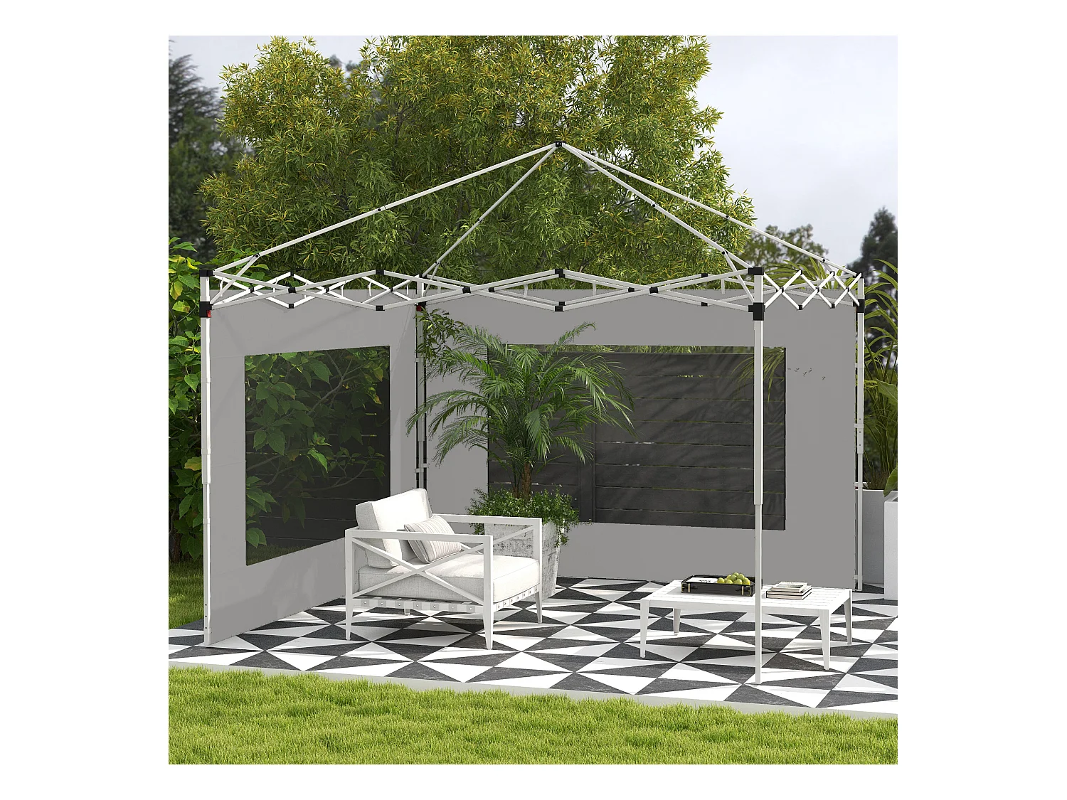 Lot de 2 panneaux latéraux barnum tonnelle 6x3 m ou 3x3 m oxford gris