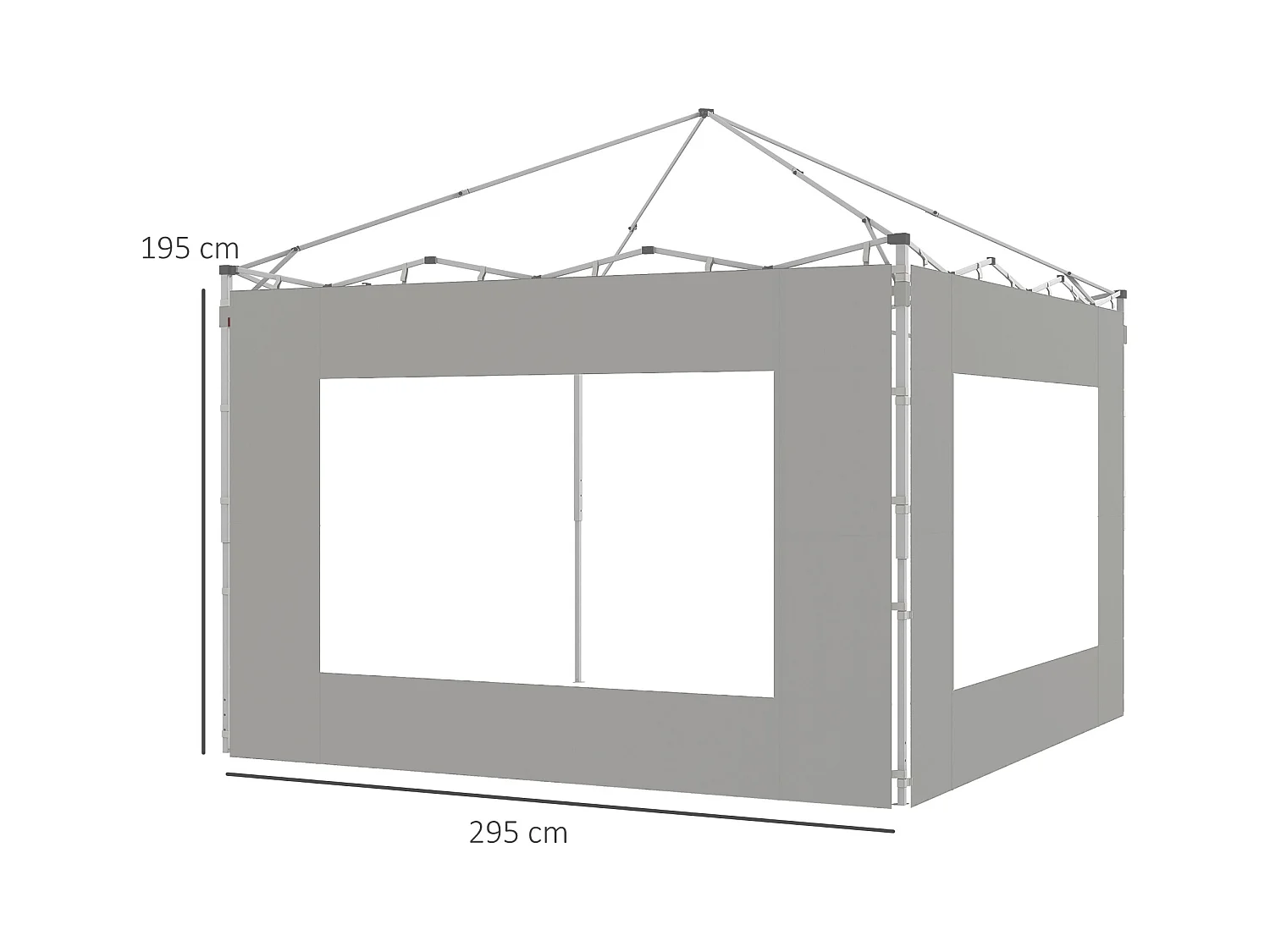 Lot de 2 panneaux latéraux barnum tonnelle 6x3 m ou 3x3 m oxford gris
