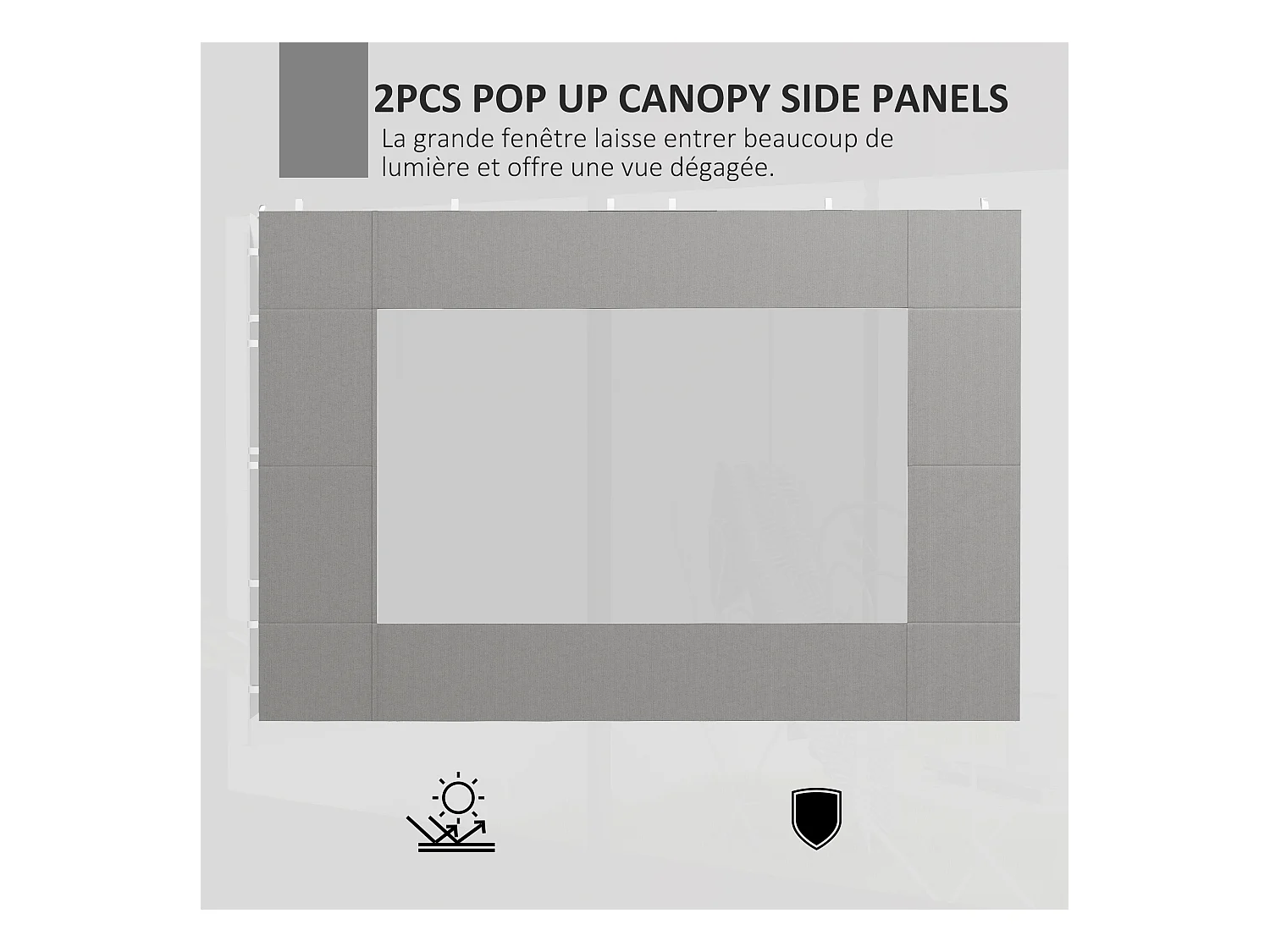 Lot de 2 panneaux latéraux barnum tonnelle 6x3 m ou 3x3 m oxford gris