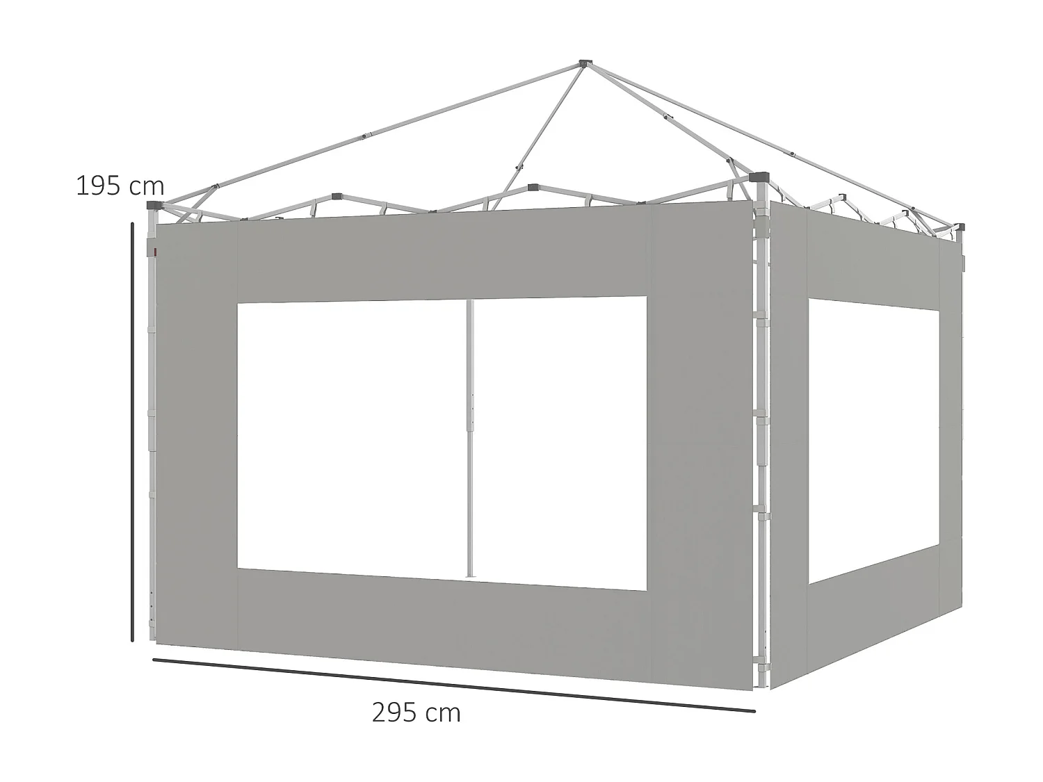 Lot de 2 panneaux latéraux barnum tonnelle 6x3 m ou 3x3 m oxford gris