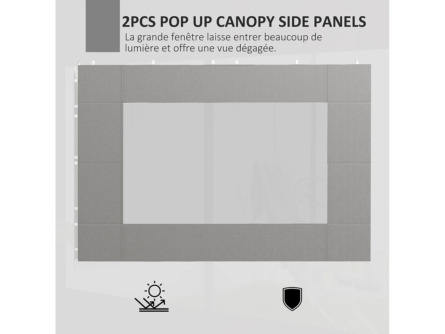 Lot de 2 panneaux latéraux barnum tonnelle 6x3 m ou 3x3 m oxford gris