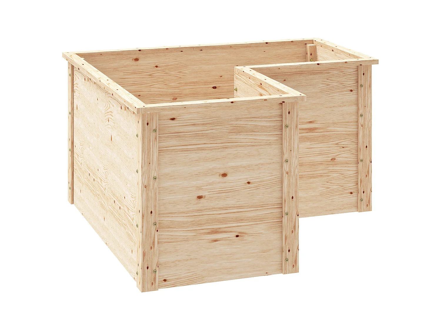 Carré de potager en bois - jardinière d'angle - dim. 120 x 120 x 62 cm - bois sapin naturel