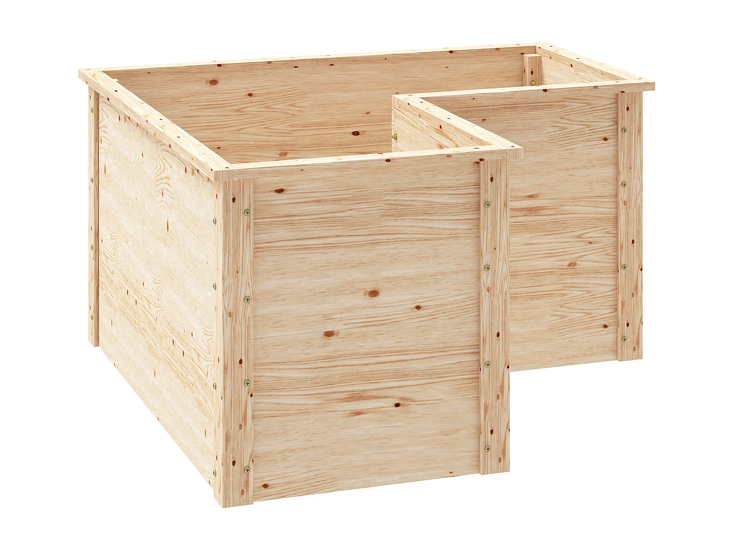 Carré de potager en bois - jardinière d'angle - dim. 120 x 120 x 62 cm - bois sapin naturel
