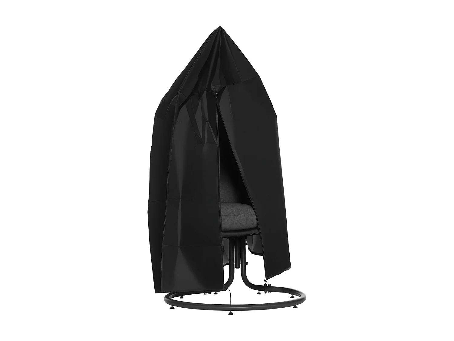 Housse fauteuil suspendu zippée cordon de serrage - dia. 115 x 190H cm - Oxford 210D noir