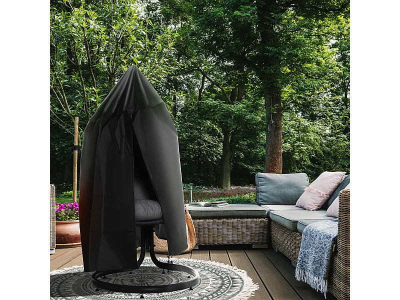 Housse fauteuil suspendu zippée cordon de serrage - dia. 115 x 190H cm - Oxford 210D noir