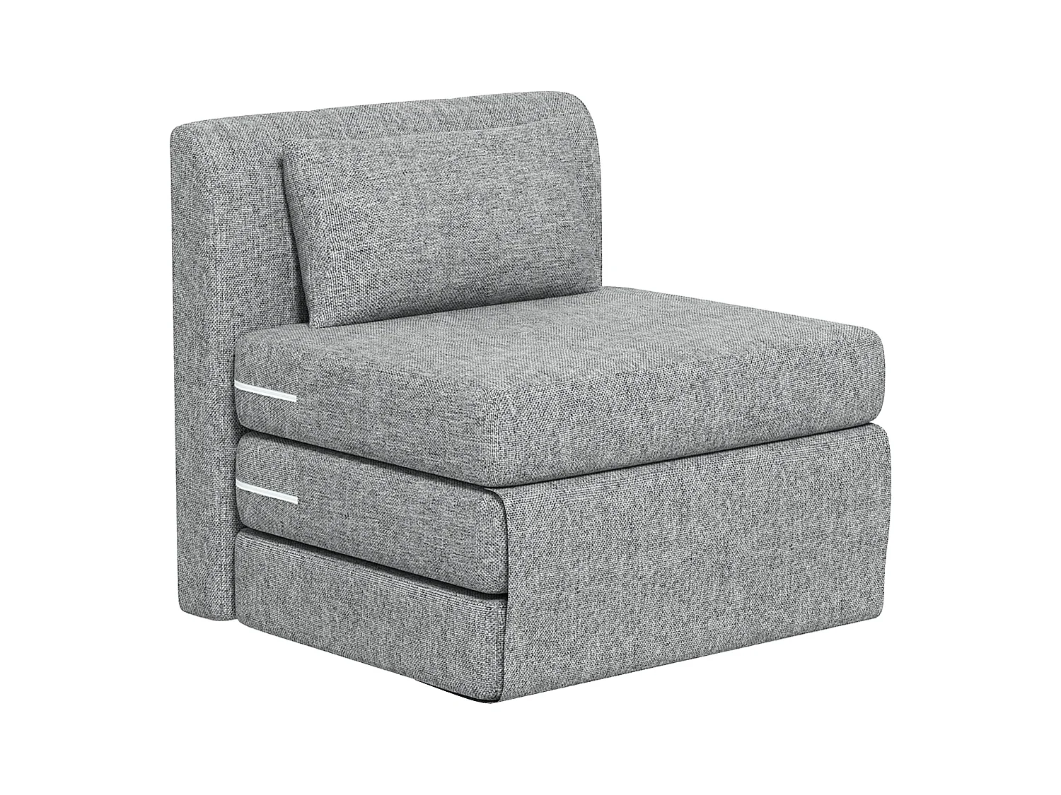 Matelas lit fauteuil futon chauffeuse pliable pliant longueur 203 cm coussin inclus tissu effet lin gris chiné