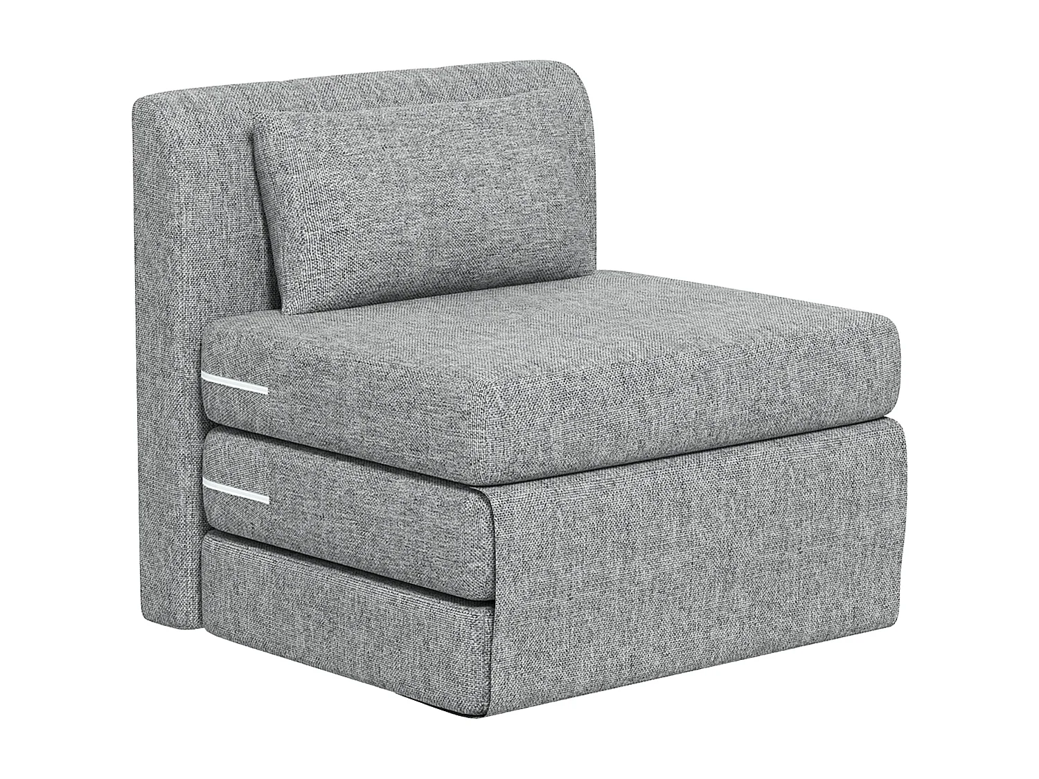 Matelas lit fauteuil futon chauffeuse pliable pliant longueur 203 cm coussin inclus tissu effet lin gris chiné