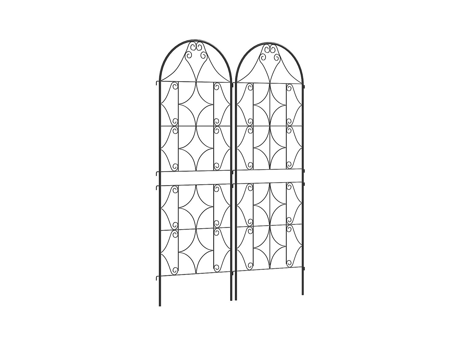 Treillis de jardin effet fer forgé - lot de 2 supports pour plantes grimpantes - 50 x 150 cm - métal époxy noir