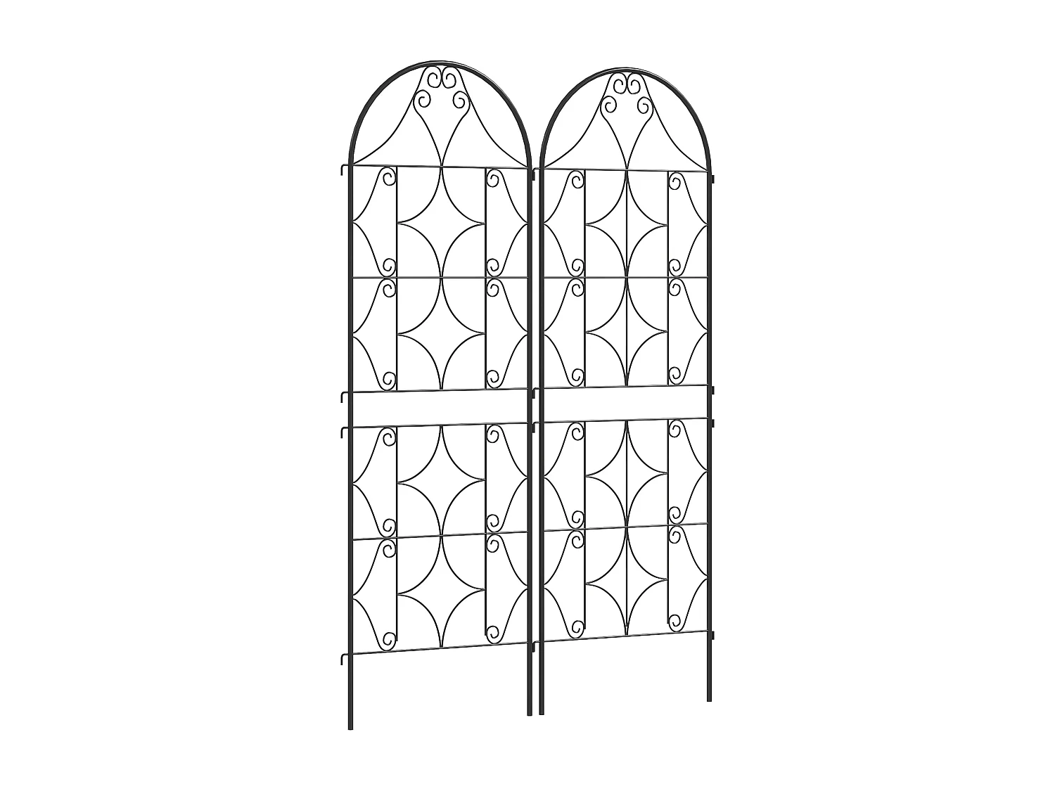 Treillis de jardin effet fer forgé - lot de 2 supports pour plantes grimpantes - 50 x 150 cm - métal époxy noir