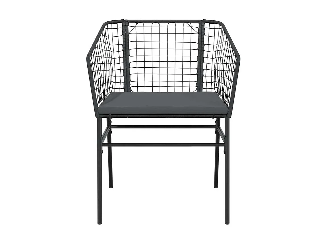 Ensemble à manger de jardin coussins 7pcs noir poly rotin verre