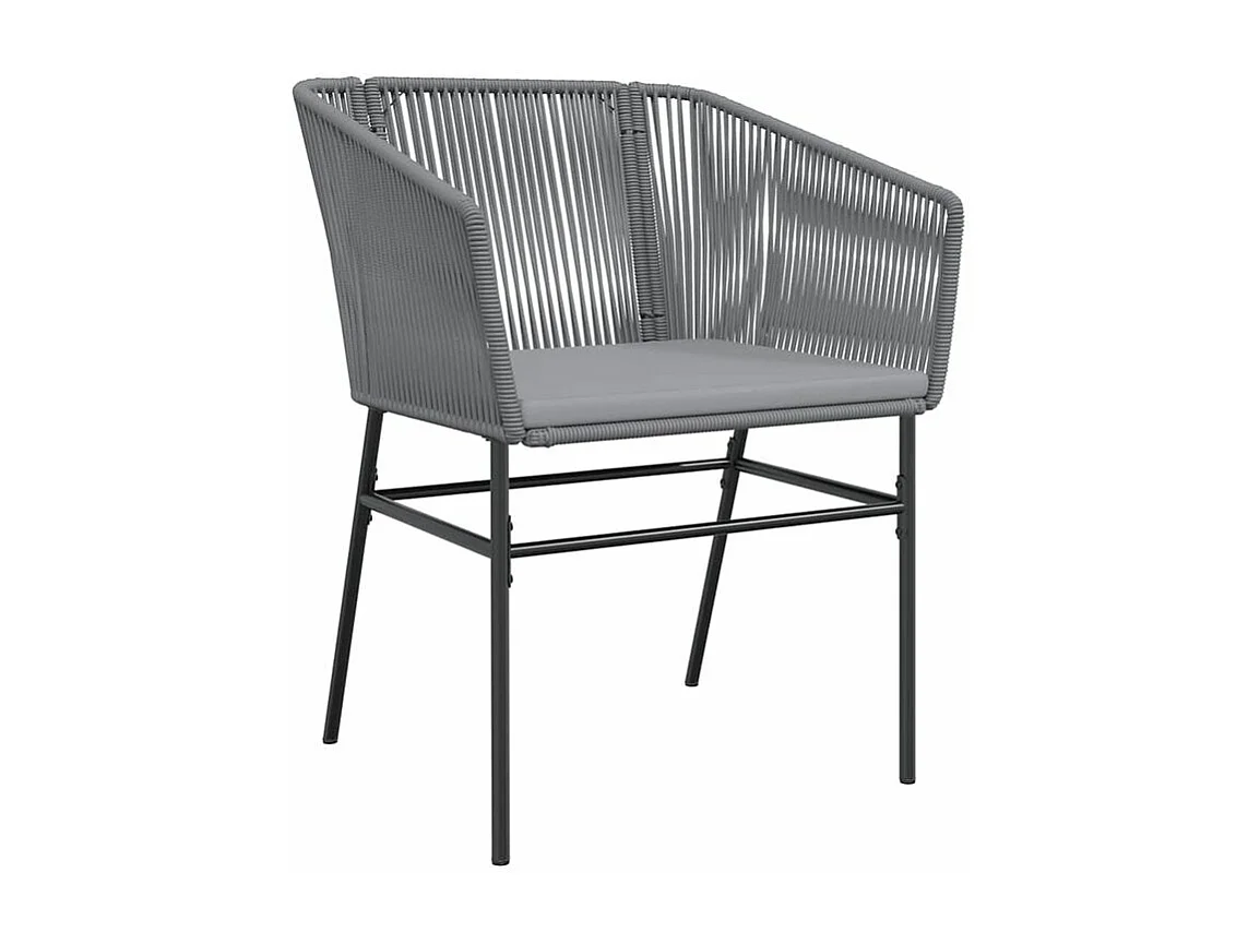 Ensemble à manger jardin coussins 7 pcs gris poly rotin verre