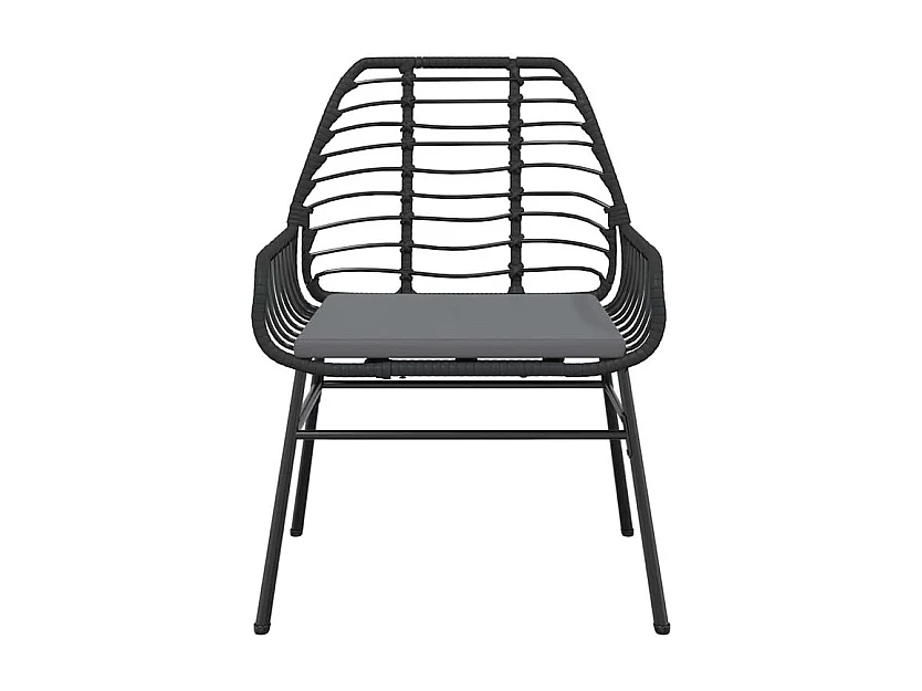 Ensemble à manger de jardin coussins 7pcs noir poly rotin verre