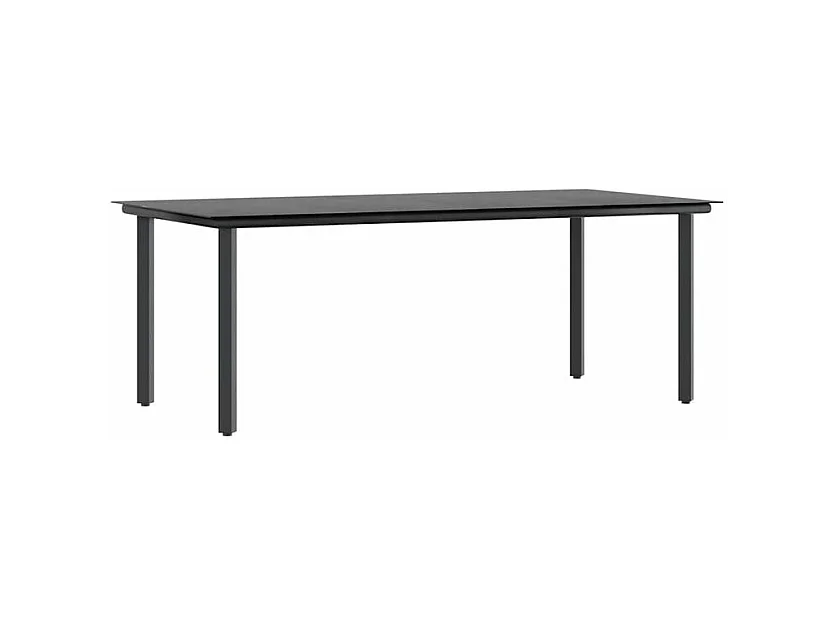 Ensemble à manger de jardin coussins 9pcs noir poly rotin verre