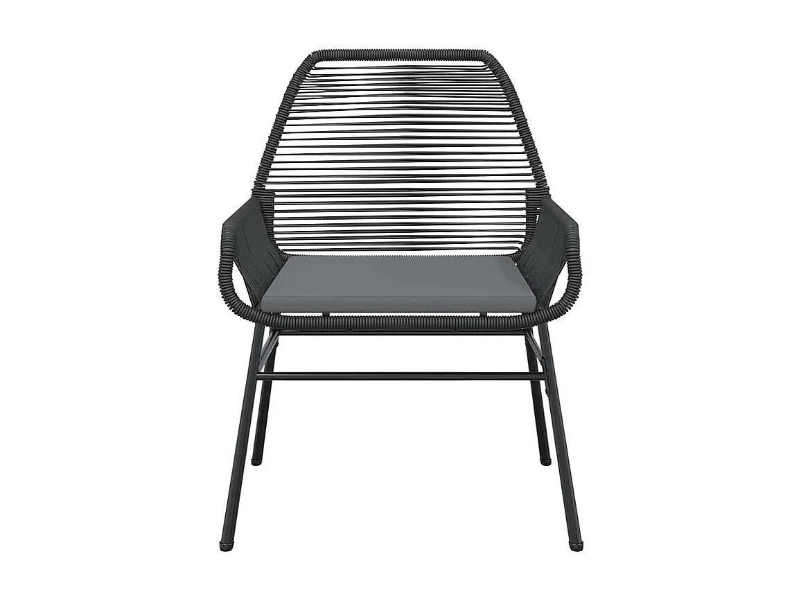 Ensemble à manger de jardin coussins 9pcs noir poly rotin verre