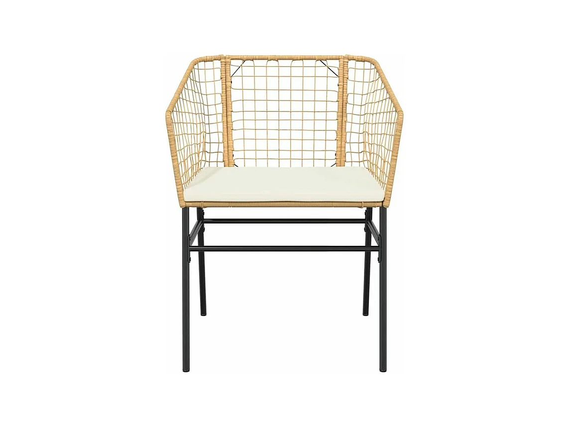 Ensemble à manger jardin coussins 7pcs marron poly rotin verre