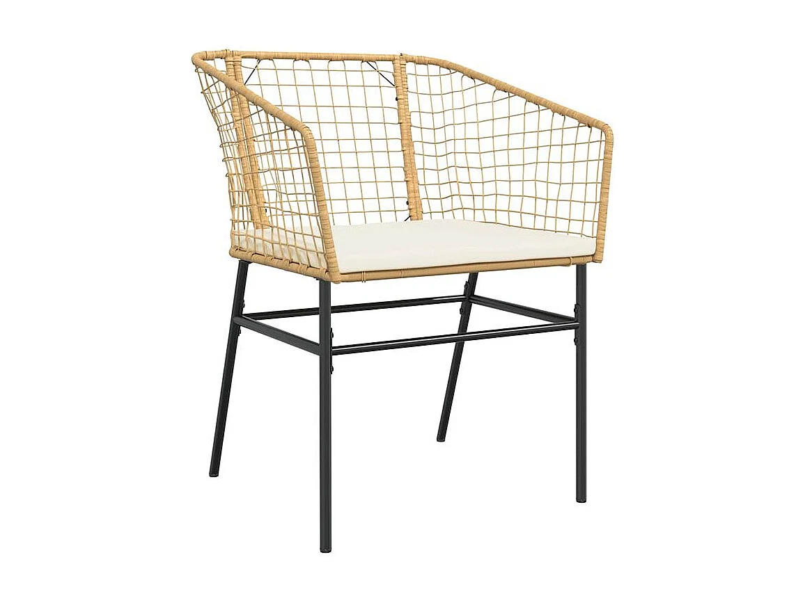 Ensemble à manger jardin coussins 7pcs marron poly rotin verre