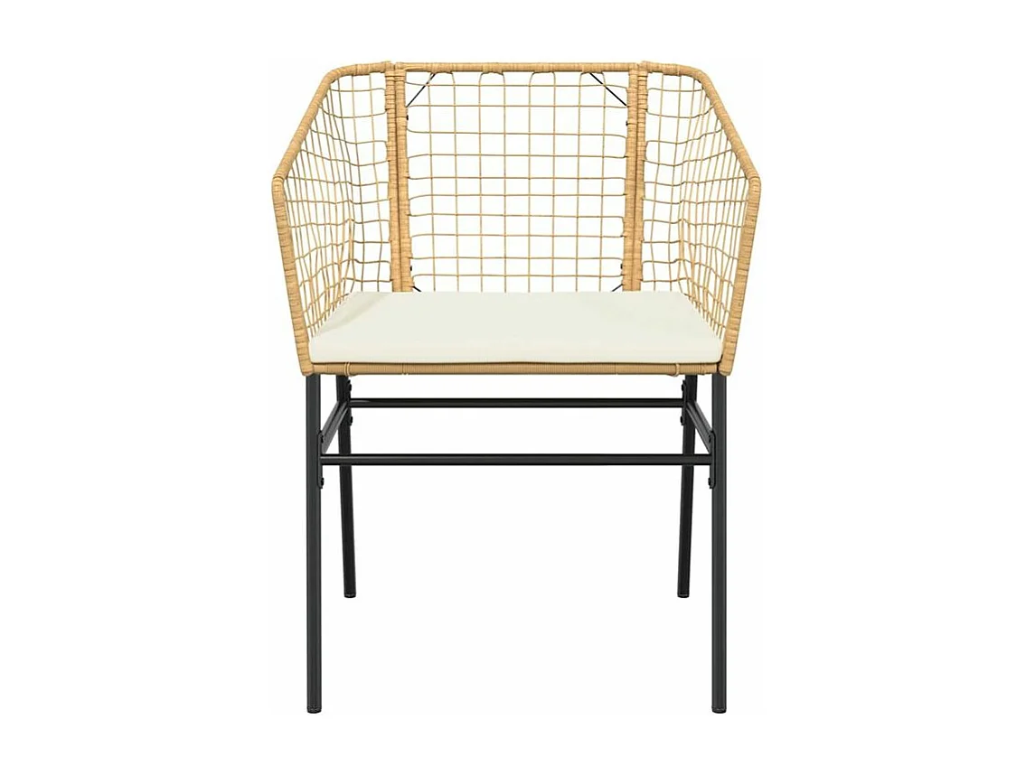 Ensemble à manger jardin coussins 7pcs marron poly rotin verre