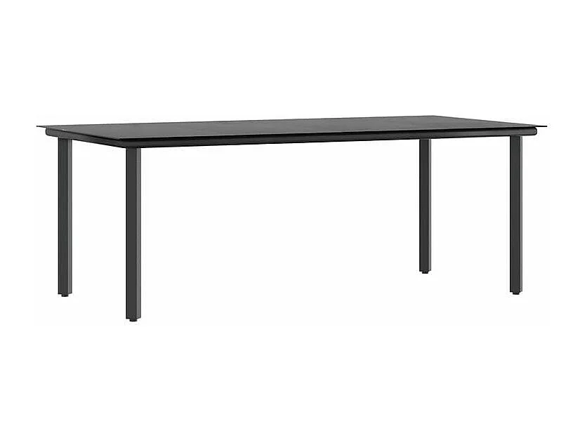 Ensemble à manger de jardin coussins 7pcs noir poly rotin verre