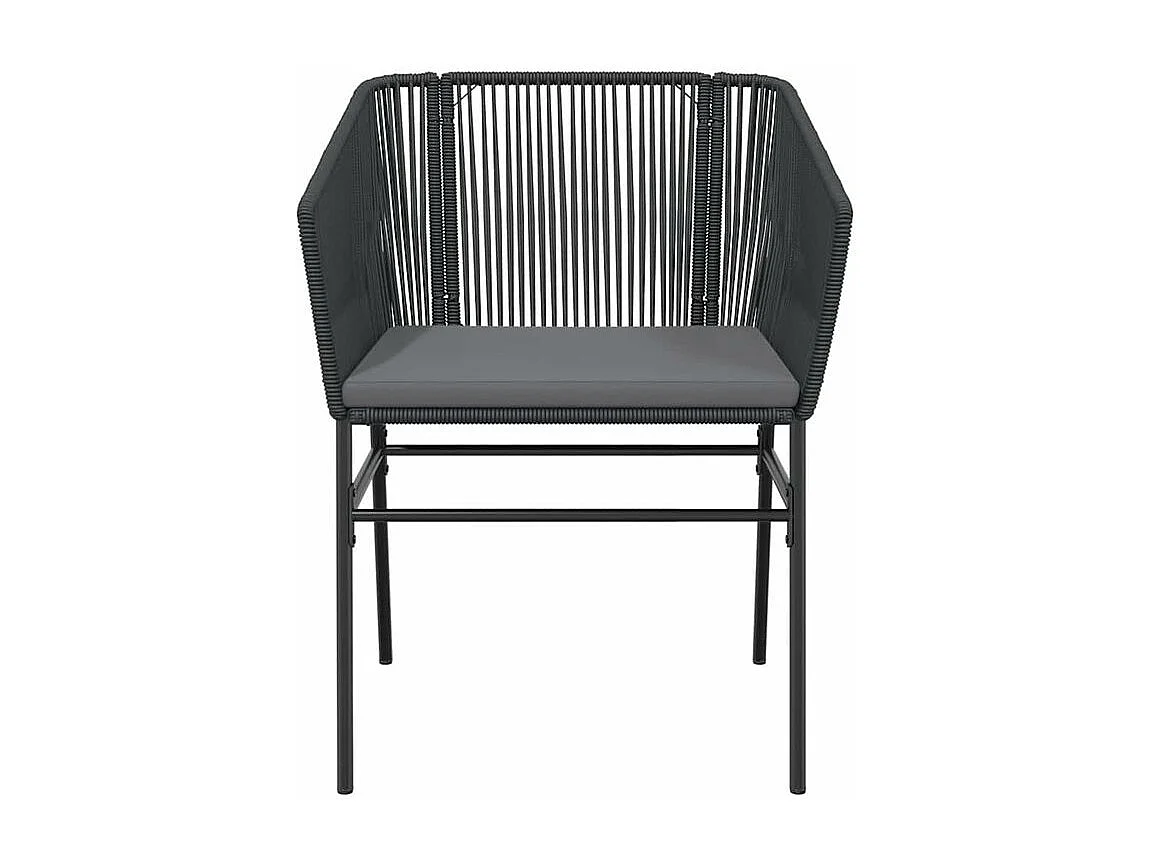 Ensemble à manger de jardin coussins 7pcs noir poly rotin verre