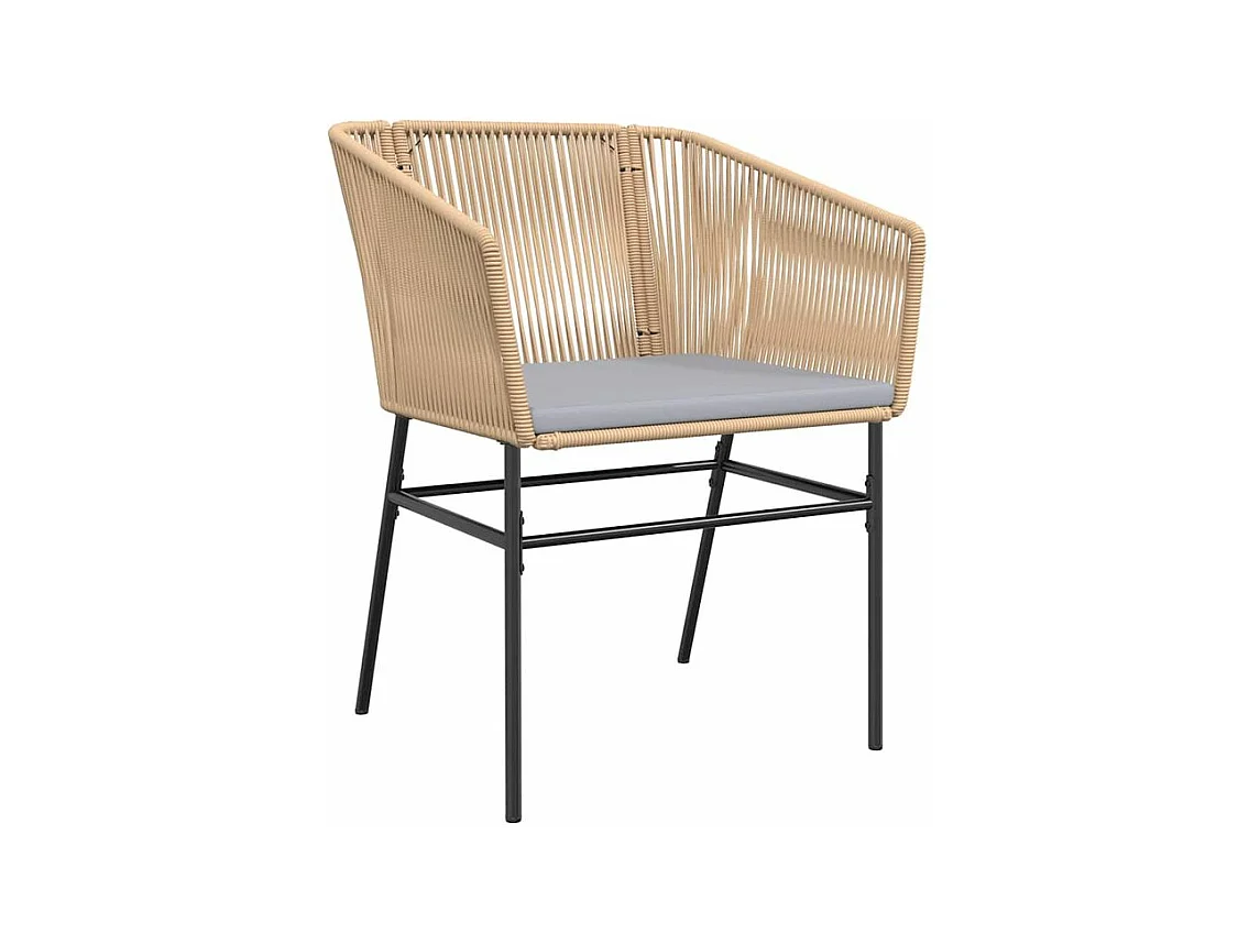 Ensemble à manger jardin coussins 7pcs marron poly rotin verre