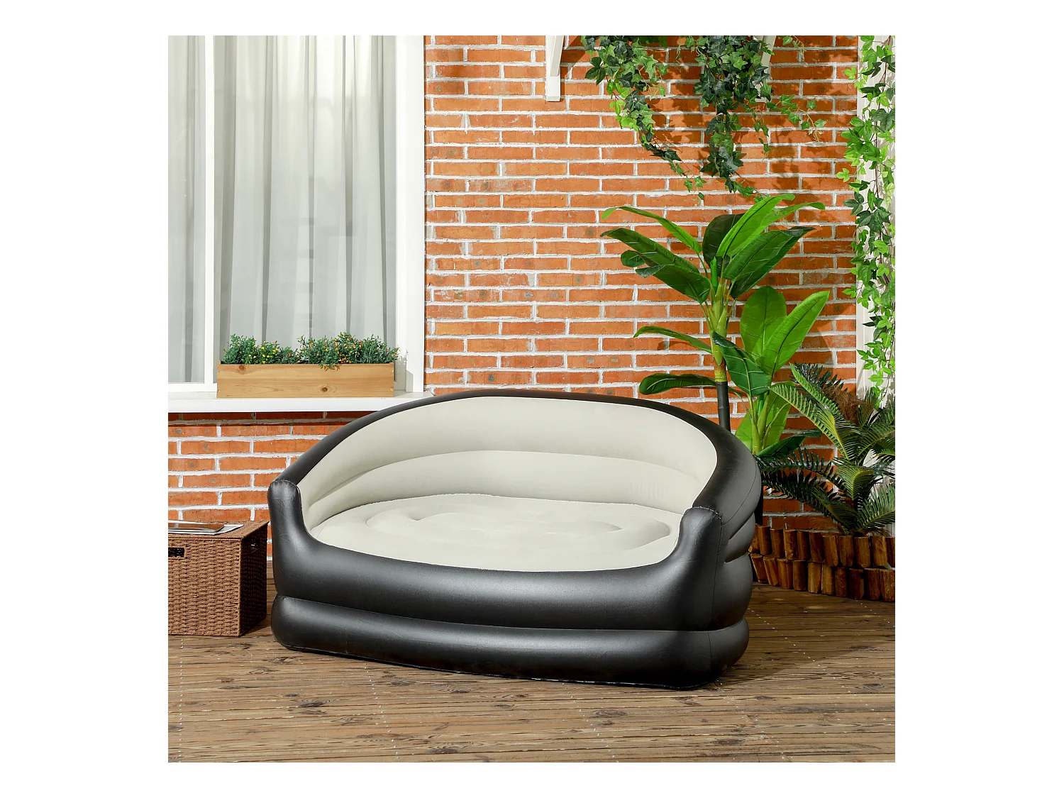 Canapé gonflable pour l'extérieur 2 places canapé d'air dim. 138L x 87l x 71H cm gris noir