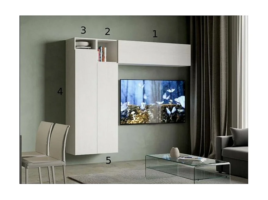 Kira witte design modulaire tv-zuil L 234 cm - 5 stuks