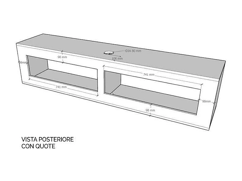 Modulaire TV-wandophanging design wit en naturel Lina L 214 cm - 4 stuks