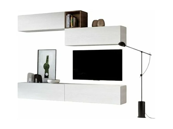 Meuble TV mural blanc koza L 268cm - 4 pièces