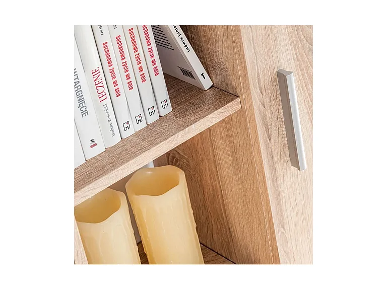 Meuble TV LED 4 pièces bois chêne clair Kynik 260cm