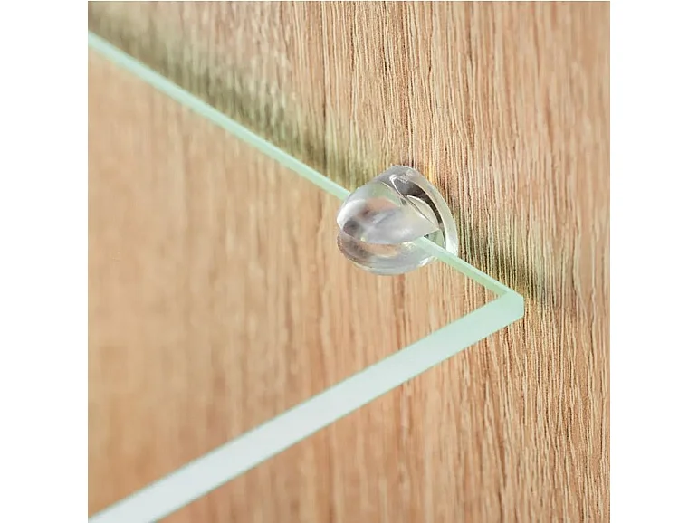 Meuble TV LED 4 pièces bois chêne clair Kynik 260cm