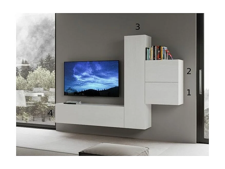 Kina wit design hangend modulair tv-meubel L 254 cm - 4 stuks