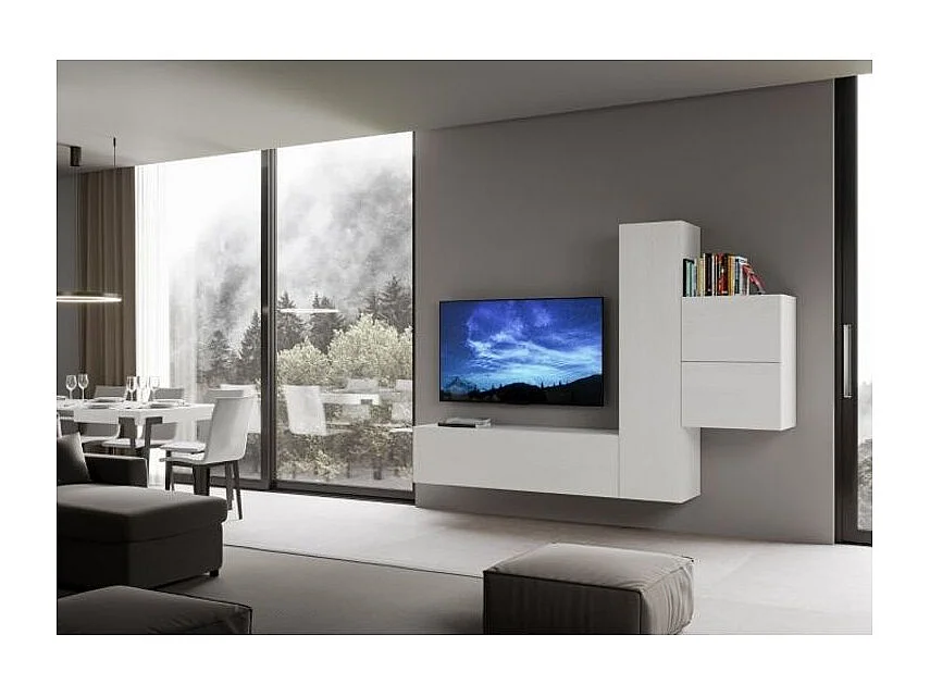 Kina wit design hangend modulair tv-meubel L 254 cm - 4 stuks