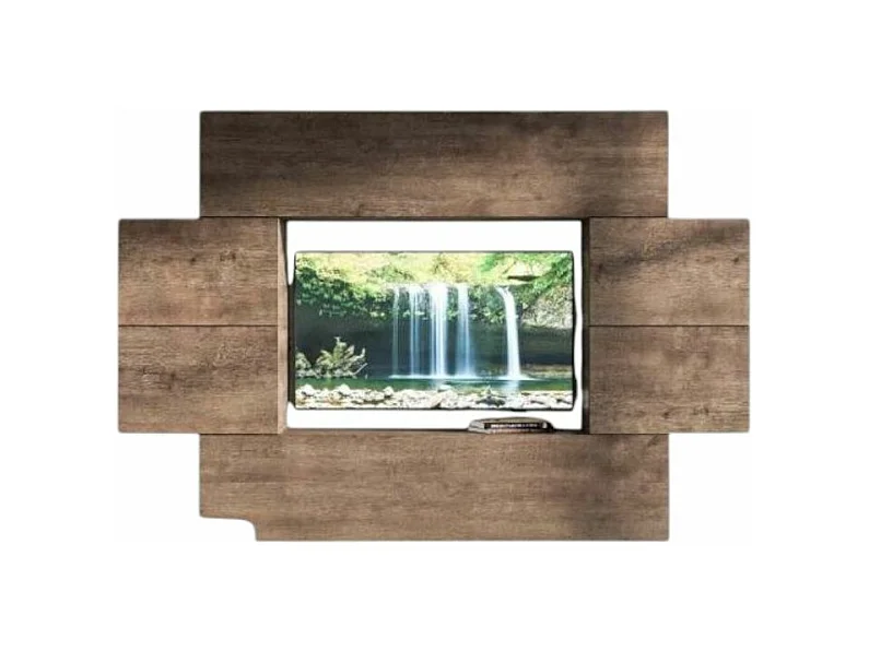 Mur TV mural design noyer Belinda L 234cm - 6 pièces