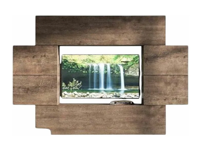 Mur TV mural design noyer Belinda L 234cm - 6 pièces