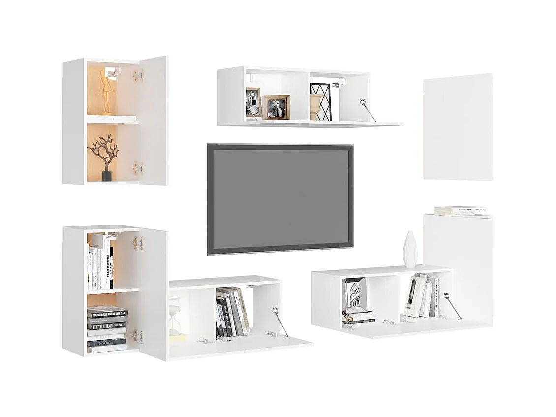 Ensemble de meubles TV 7 pcs Blanc 3