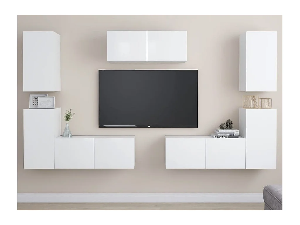 Ensemble de meubles TV 7 pcs Blanc 3