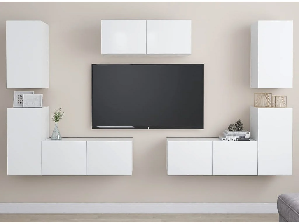 Ensemble de meubles TV 7 pcs Blanc 3