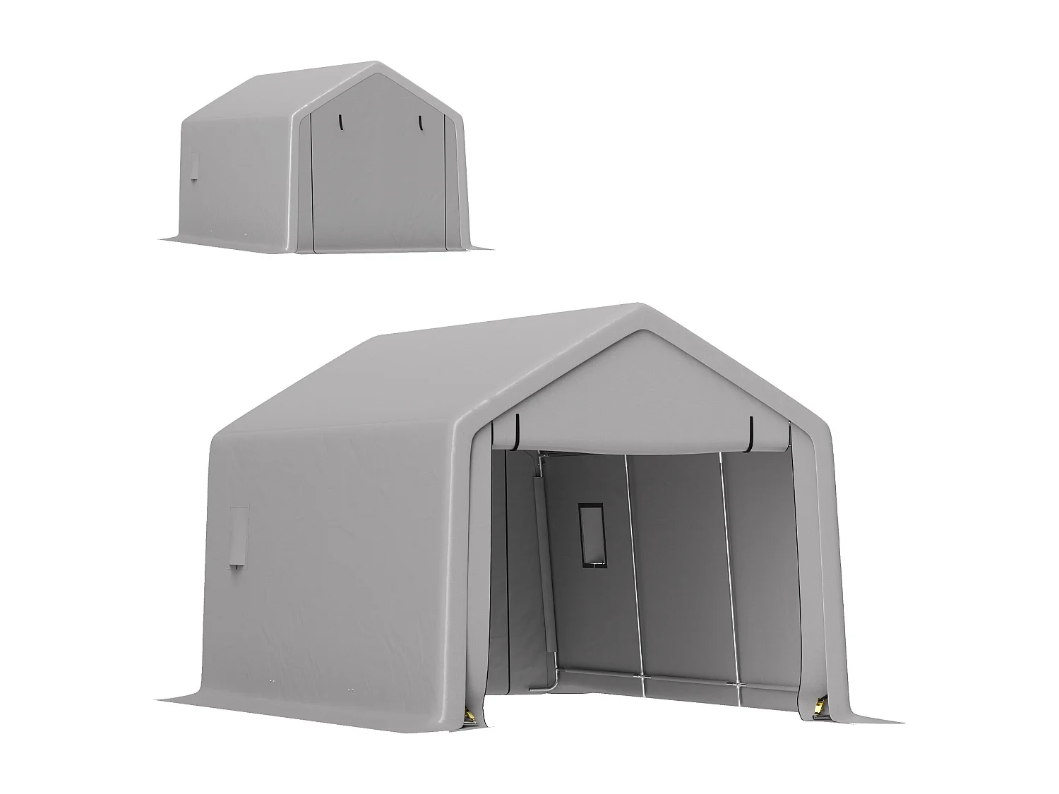 Carport tente garage 5,2 x 3 m - porte enroulable zippée - acier galvanisé PE gris