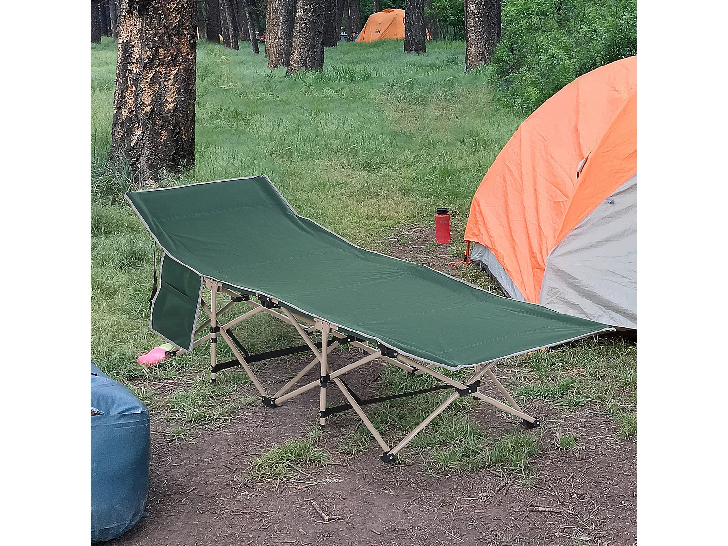 Lit de camp camping pliable 190 x 68 x 52 cm max. 150 Kg sac transport inclus acier oxford vert