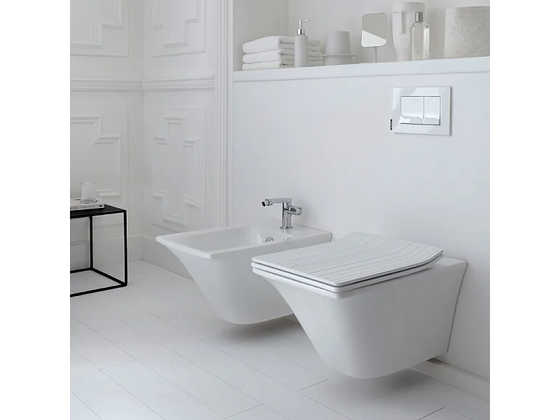 WC suspendu sans bride JACOB DELAFON Grands Boulevards caréné + abattant