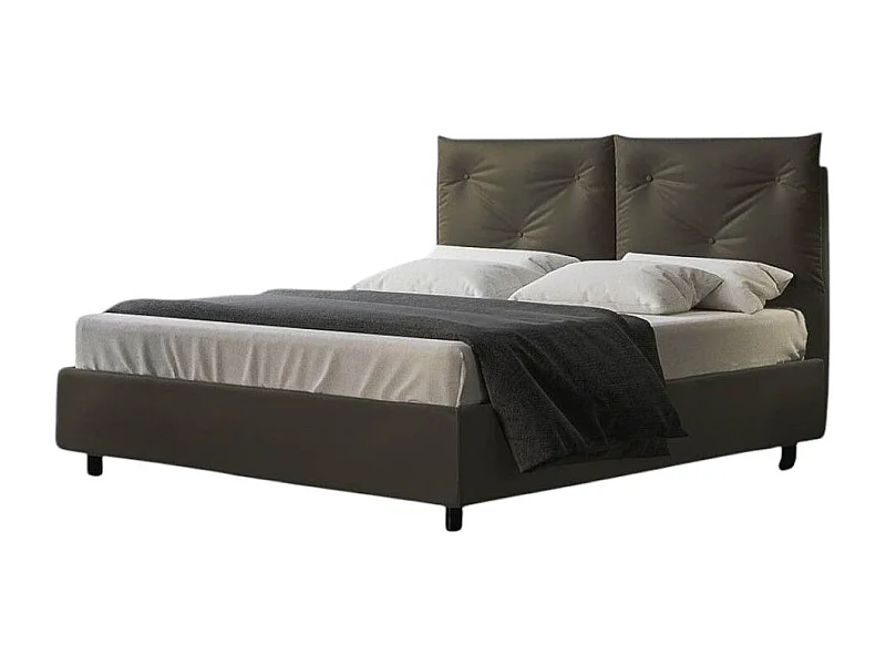 Lit double sur mesure avec sommier similicuir gris Apango 160x190