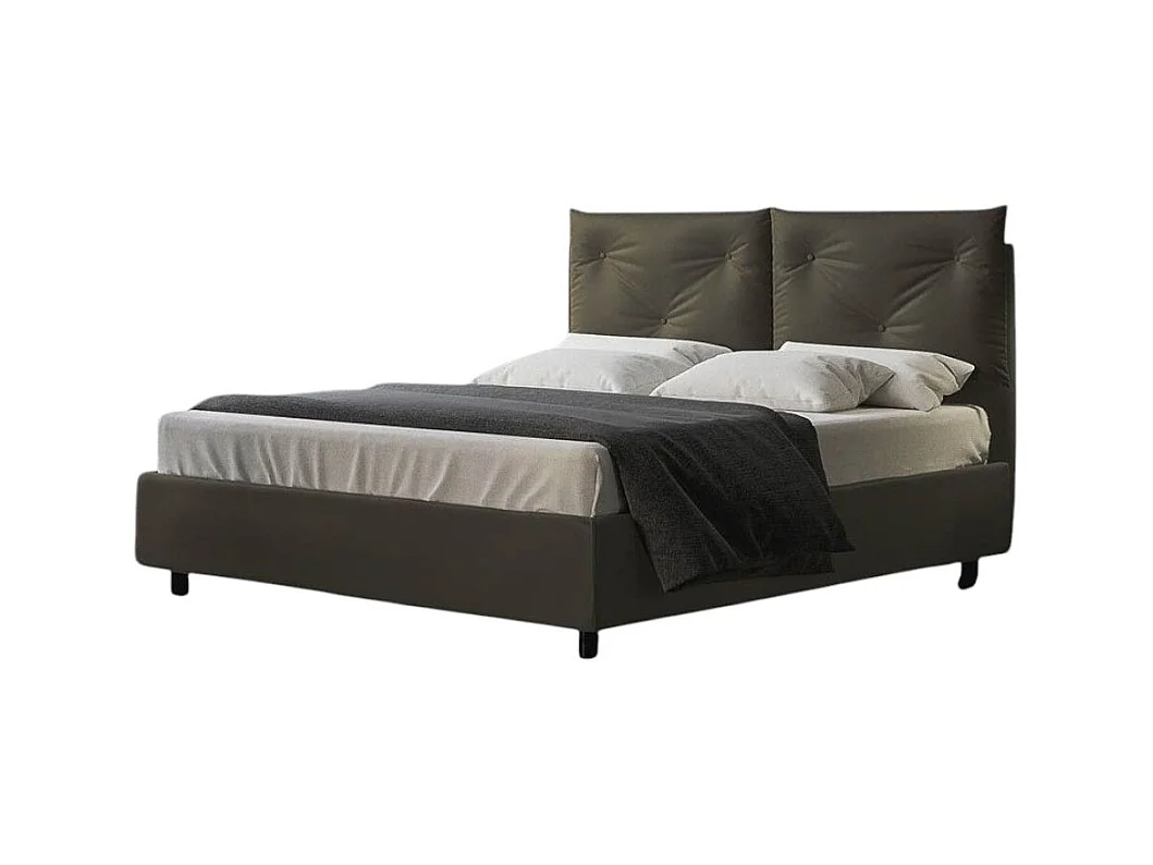 Lit double sur mesure avec sommier similicuir gris Apango 160x190