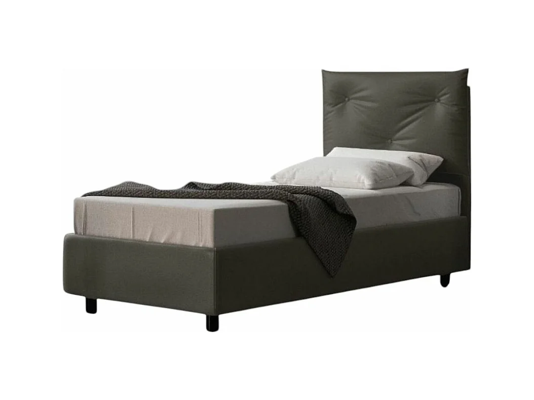 Lit simple sur mesure avec sommier simili cuir gris Apango 120x190