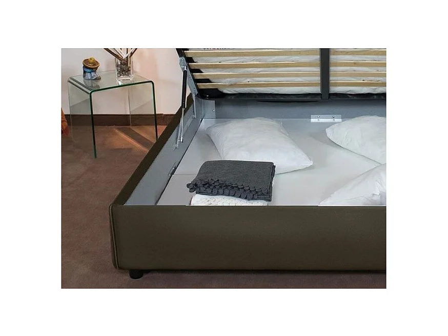 Lit simple sur mesure avec sommier simili cuir gris Apango 120x190