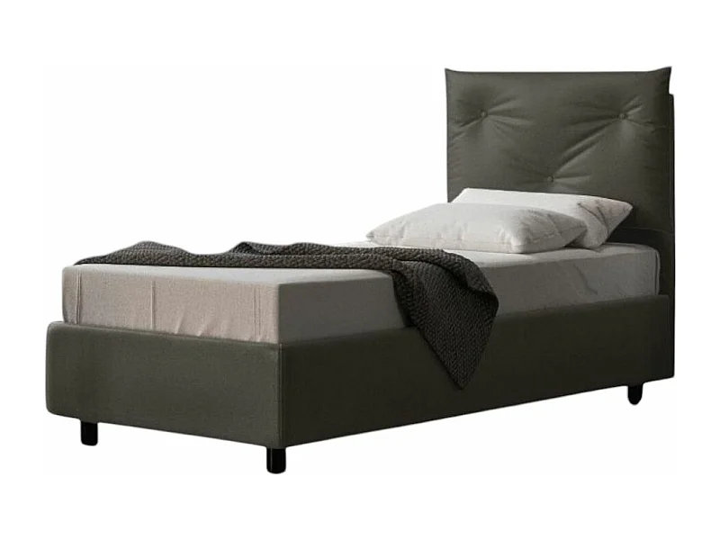 Lit simple sur mesure avec sommier simili cuir gris Apango 120x190